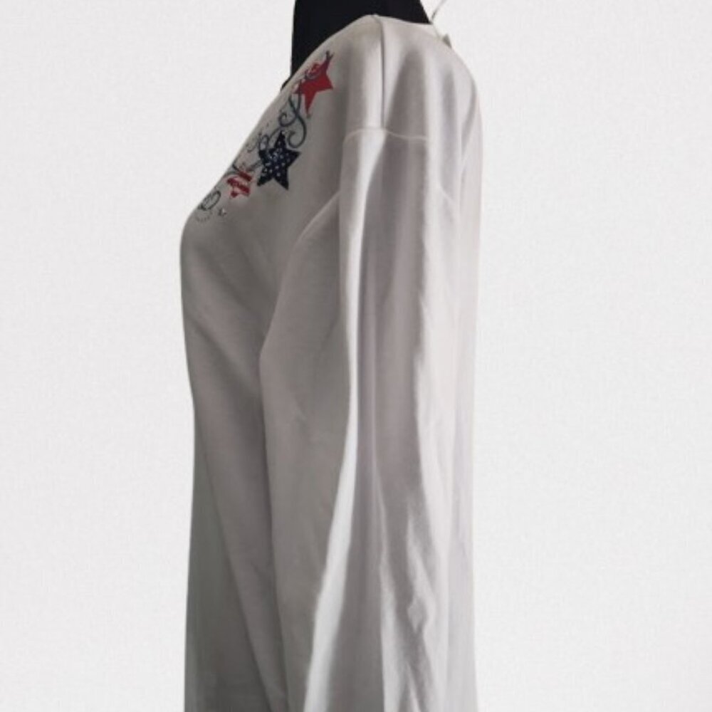Decorated Originals White 3/4 Length Sleeve Women's Blouse Star - Picture 2 of 8